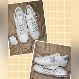 White Vintage Havana rhinestone sneakers